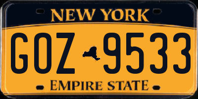 NY license plate GOZ9533