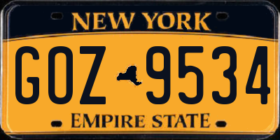 NY license plate GOZ9534