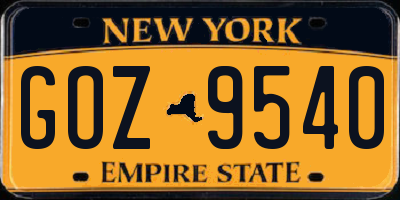 NY license plate GOZ9540