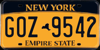 NY license plate GOZ9542