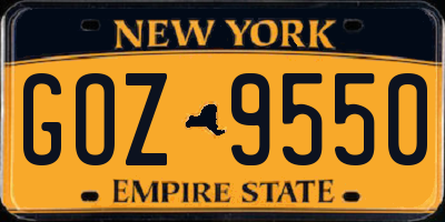 NY license plate GOZ9550