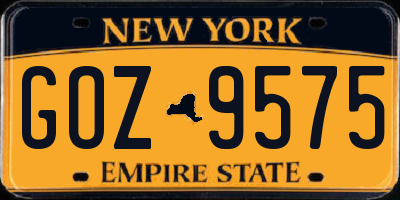 NY license plate GOZ9575