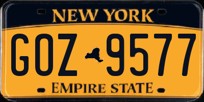 NY license plate GOZ9577