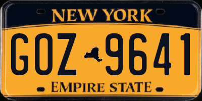 NY license plate GOZ9641