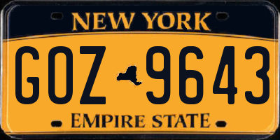 NY license plate GOZ9643