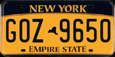 NY license plate GOZ9650