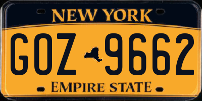 NY license plate GOZ9662