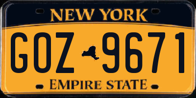 NY license plate GOZ9671