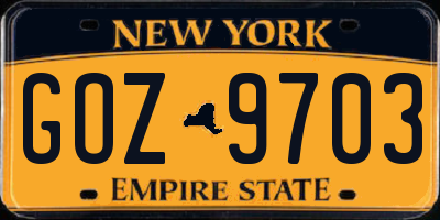 NY license plate GOZ9703
