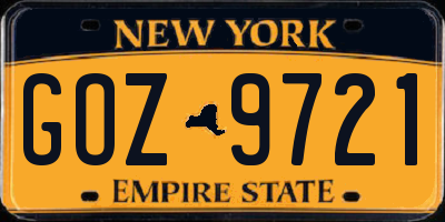 NY license plate GOZ9721