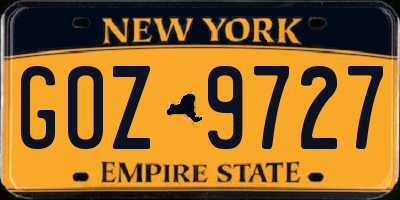 NY license plate GOZ9727
