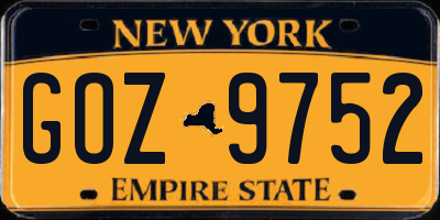NY license plate GOZ9752