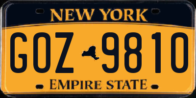 NY license plate GOZ9810