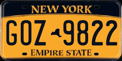 NY license plate GOZ9822