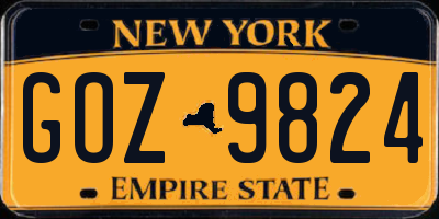NY license plate GOZ9824