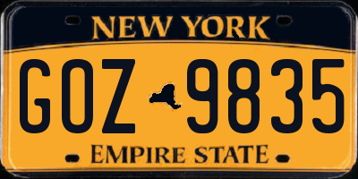 NY license plate GOZ9835