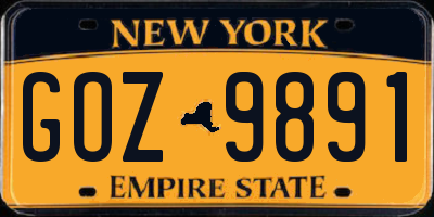 NY license plate GOZ9891
