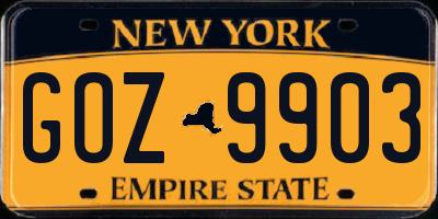 NY license plate GOZ9903