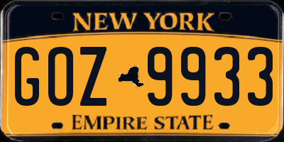 NY license plate GOZ9933