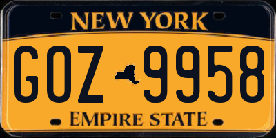 NY license plate GOZ9958