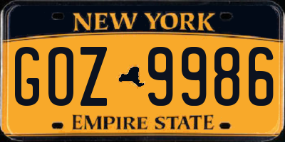 NY license plate GOZ9986