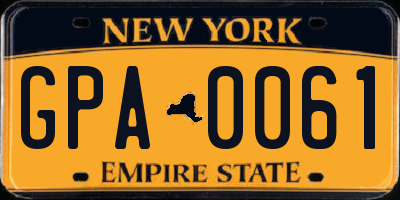 NY license plate GPA0061