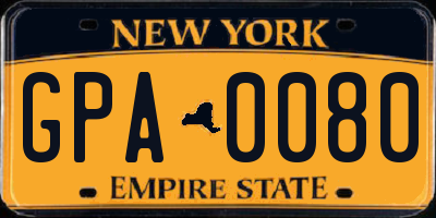 NY license plate GPA0080