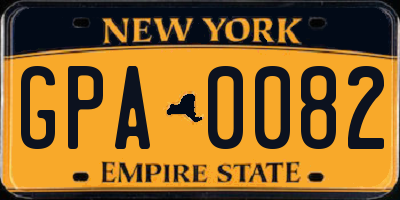 NY license plate GPA0082
