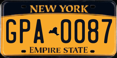NY license plate GPA0087