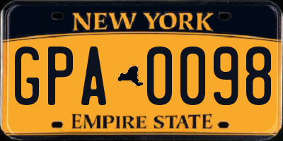 NY license plate GPA0098