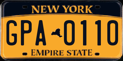 NY license plate GPA0110