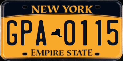 NY license plate GPA0115