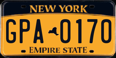 NY license plate GPA0170