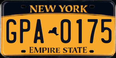 NY license plate GPA0175