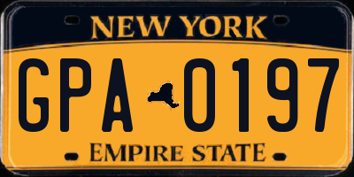 NY license plate GPA0197