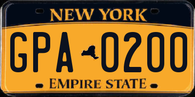 NY license plate GPA0200