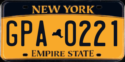 NY license plate GPA0221