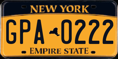 NY license plate GPA0222
