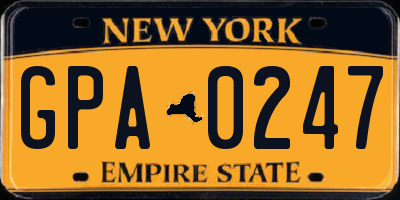 NY license plate GPA0247