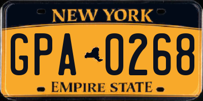 NY license plate GPA0268