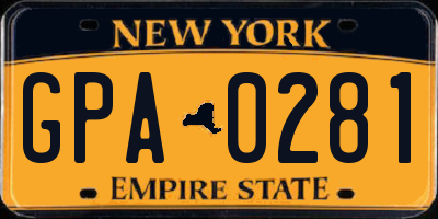 NY license plate GPA0281