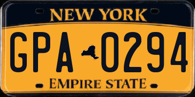 NY license plate GPA0294