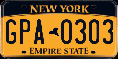 NY license plate GPA0303