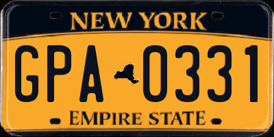 NY license plate GPA0331