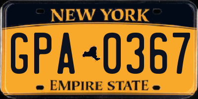 NY license plate GPA0367