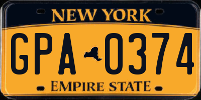 NY license plate GPA0374