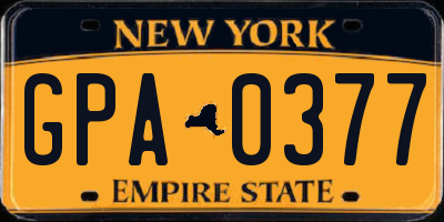 NY license plate GPA0377