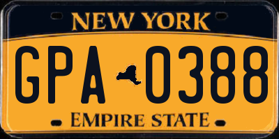 NY license plate GPA0388