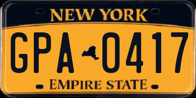 NY license plate GPA0417
