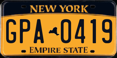 NY license plate GPA0419